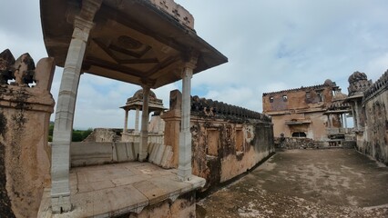 Decaying Interior Architecture of Rana Kumbha Palace in Chittorgarh, Rajasthan