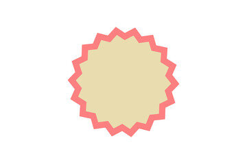 Retro-style beige badge with spiky pink outer edge, perfect for sale tags, labels, or decorative frames