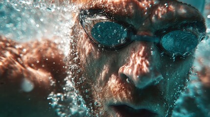 Swimmer underwater with slow motion feel and clarity