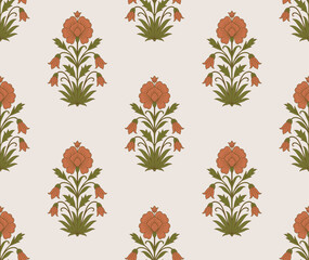 Seamless Mughal floral pattern with traditional Indian motif. © Design 35