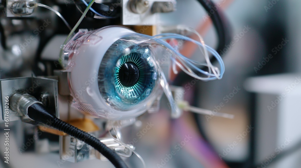 Aufkleber innovative robotic eye technology showcases intricate design and advanced engineering in a laborator