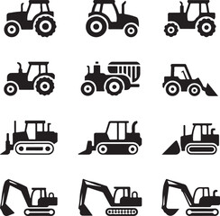 set of construction vehicle icons