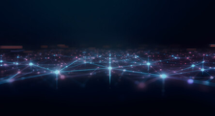 Abstract Digital Network Background with Glowing Connections and Data Points