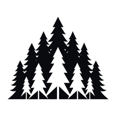 Obraz premium Minimalist pine tree silhouette group isolated on white background