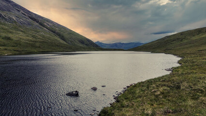 Lake (Lochan Meall An T-suidhe) behind, on Ben Nevis, Scottish Highlands, Scotland