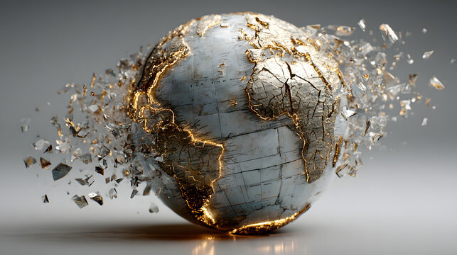 Shattered Earth Symbolizing Global Chaos and Conflict – A Powerful Visual of Crisis
