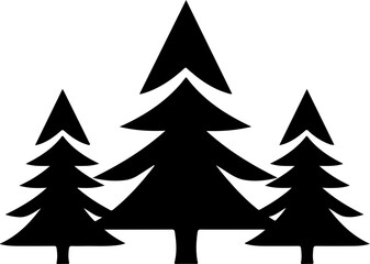 Fototapeta premium Three stylized pine trees create a simple, natural forest silhouette