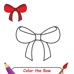Christmas bow ribbon outline for coloring book for children. kids bow ribbon coloring book graphic. children coloring book