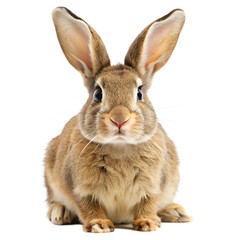 Fototapeta premium Adorable Fluffy Brown Rabbit Portrait Front View