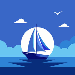 Fototapeta premium Minimalist Yacht Sailing Ocean Vector