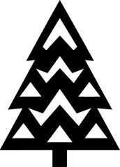 Stylized Black Fir Tree Silhouette Winter Holiday Design Element