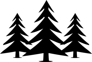 Three stylized evergreen trees in silhouette, perfect for nature branding