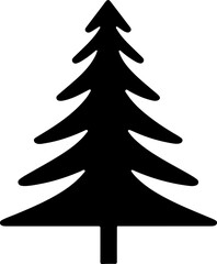 Simple black evergreen tree silhouette, natural beauty for design