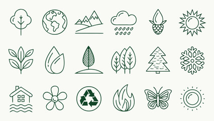 Nature and Environment Icon Set – Vector Icons for Ecology, Sustainability, and Natural Elements