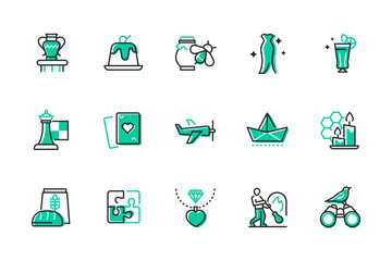 Hobbies and leisure - set of line design style icons