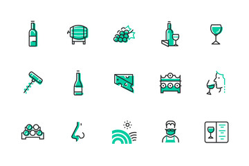 Winemaking - set of line design style icons
