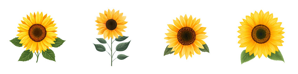 Fototapeta premium Watercolor Sunflower Set: Floral Illustration for Design Projects