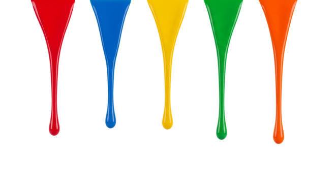Dripping Primary and Secondary Colors of Paint
