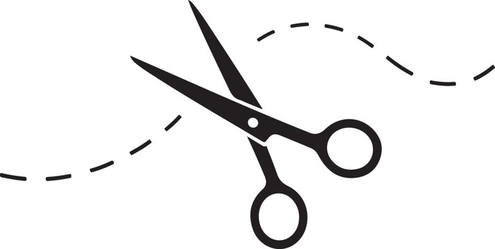 Vector scissors with cut lines