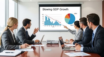 Fototapeta premium Business Team Discussing Economic Slowdown