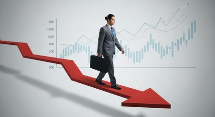 Person Walking on Downward Arrow