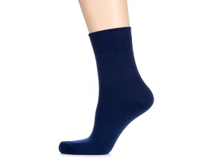 Navy blue sock on a mannequin foot