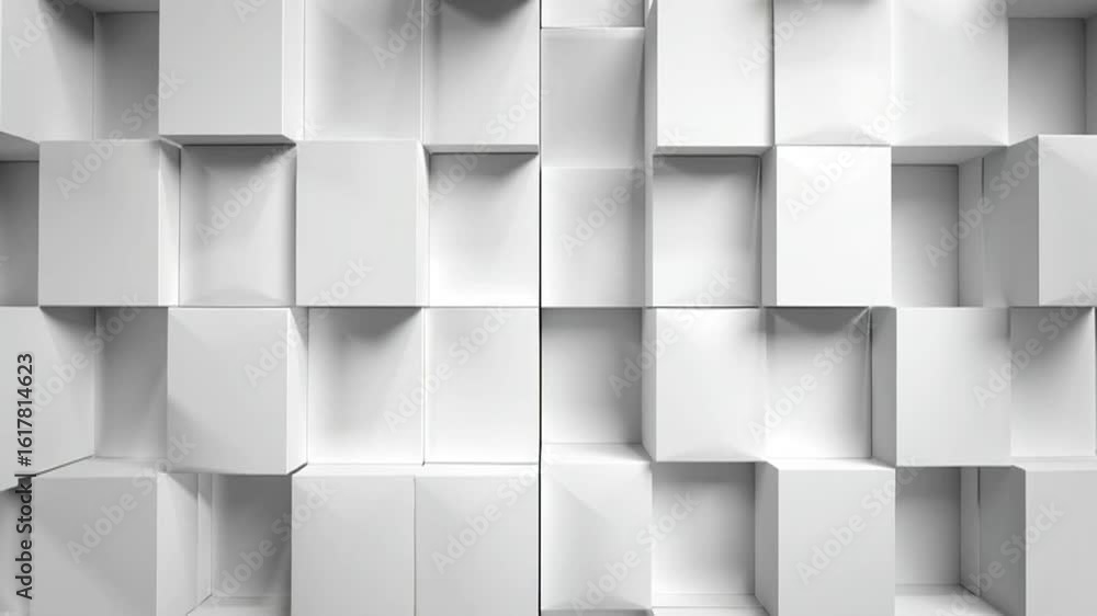 Poster abstract white background with squares, 3d rendering