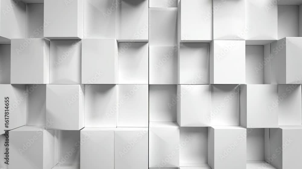Poster abstract white background with squares, 3d rendering