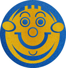 Smiley blau mit gelb	
