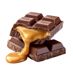 two chunks of chocolate stacked on the top
