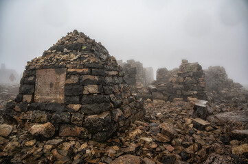 Cairn and Britain's highest war memorial, Ben Nevis, Britains highest mountain. Scotland.