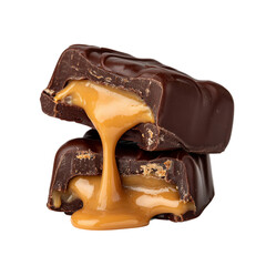 two chunks of chocolate stacked on the top
