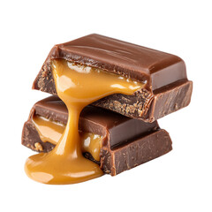 two chunks of chocolate stacked on the top
