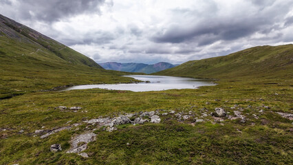 Lake (Lochan Meall An T-suidhe) behind, on Ben Nevis, Scottish Highlands, Scotland