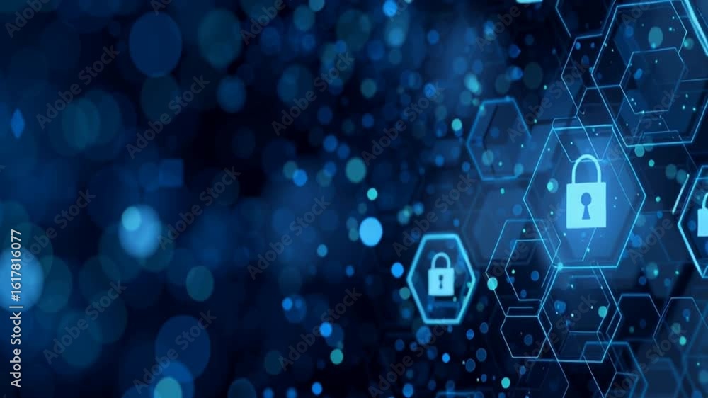 Poster abstract digital background with hexagon and padlock icons for a security concept vector illustratio
