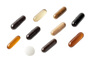 Vitamin Capsule Variety: A visually appealing assortment of vitamin capsules, each with a unique color, arranged to showcase the diversity of supplements.
