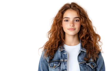 Serene Portrait of a Young Woman: A youthful individual with vibrant red hair, dressed casually, exudes a sense of calm and natural beauty, captured in a portrait.