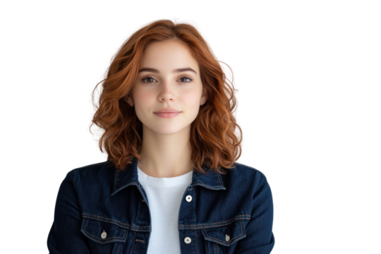Redhead Portrait: A portrait of a young, attractive woman with vibrant red hair, posing with a direct gaze, conveying a sense of confidence and approachability.