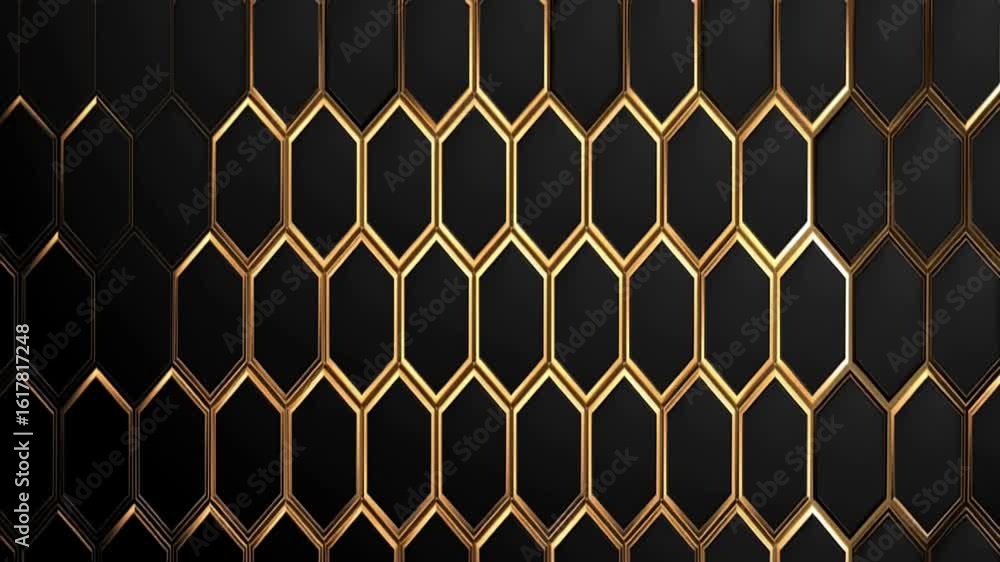 Aufkleber abstract black background with a golden hexagon pattern for a luxury design concept vector presentat