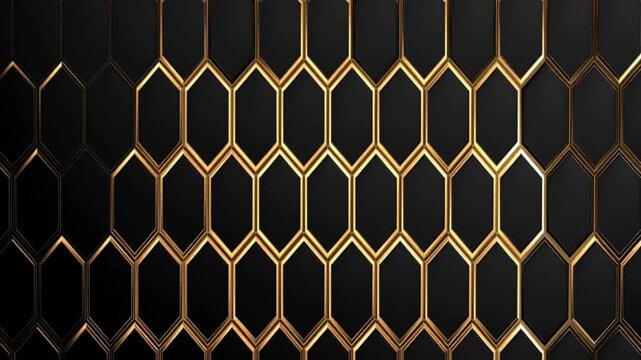 Abstract black background with a golden hexagon pattern for a luxury design concept vector presentation wallpaper, high resolution
