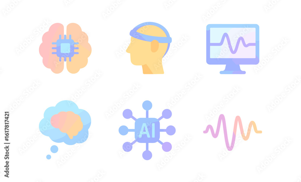 Poster artificial intelligence and brainwave technology concepts in gradient style