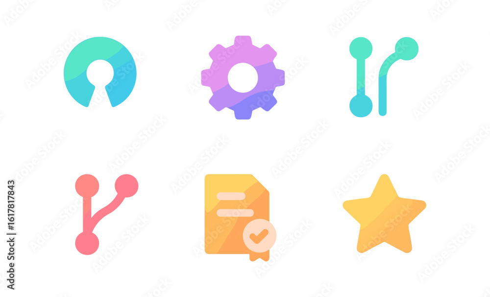 Poster minimalist gradient icons representing technology and communication concepts