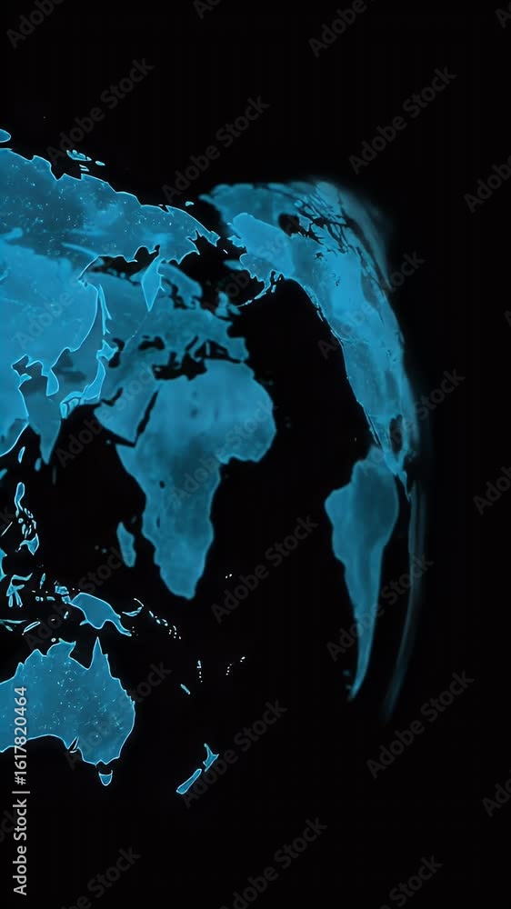 Poster abstract 3d illustration of global network data on black background
