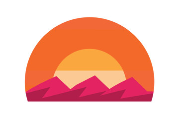 orange pink gradient sunset sharp land edges