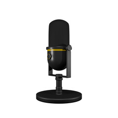 Perspective View of 3D Black Upright Microphone on Stand