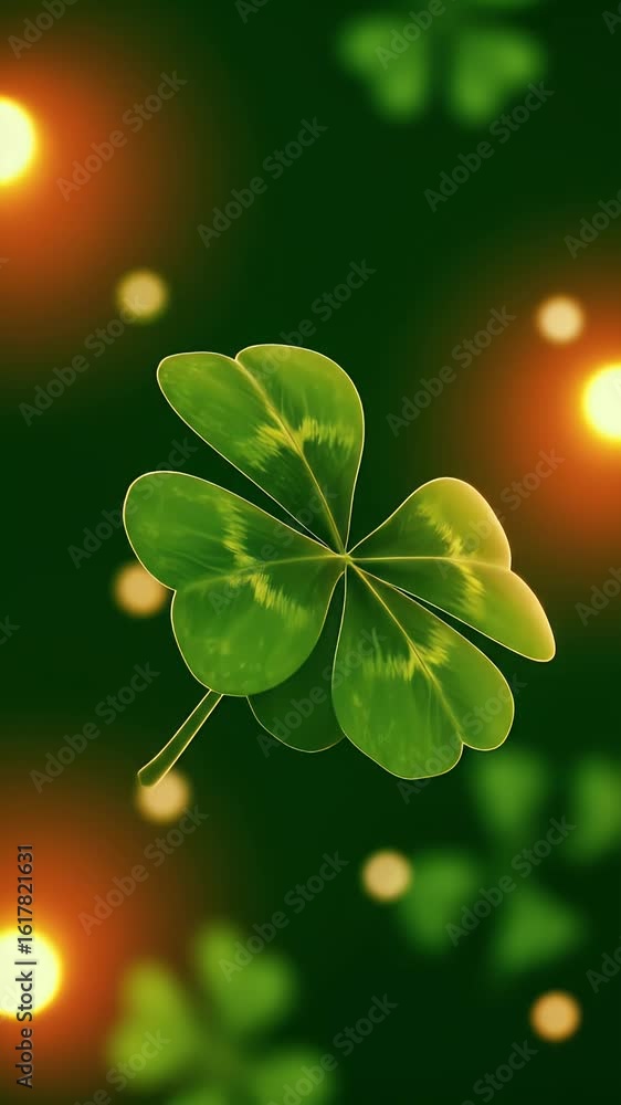 Poster abstract 3d render of a glowing yellow leaf with bokeh background