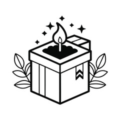Diy candle making gift box line art illustration