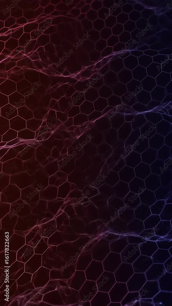 Poster abstract 3d render of hexagonal geometric red and blue background