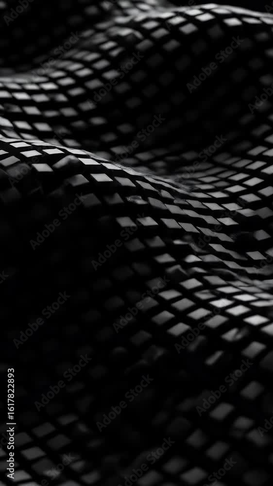 Poster abstract 3d render of wavy black geometric cube surface background