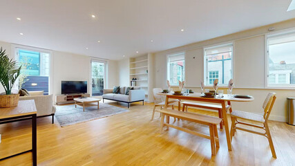 modern luxury dining room interior, 3d render